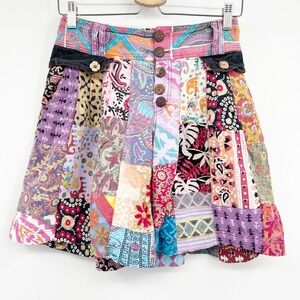Womens Handmade Hippie Bohemian Patchwork Mixed Print Festival Boho Shorts